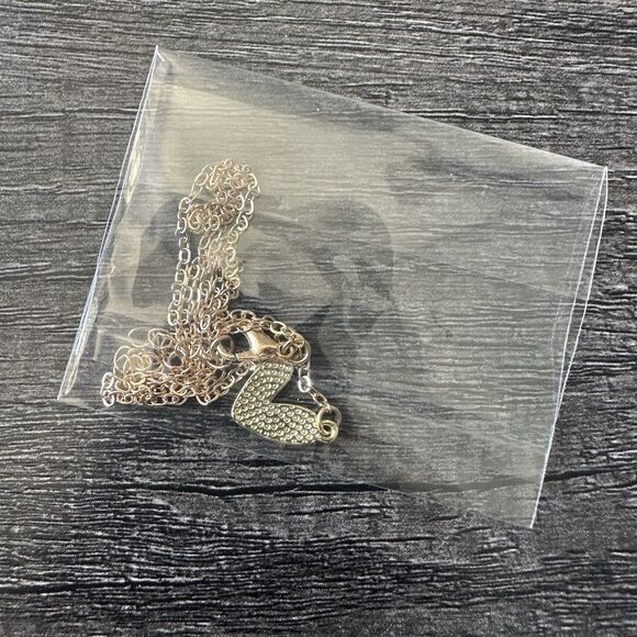 S O L D : Heart Shaped Golden Edge White Heart Pendant Necklace Fashion Jewelry - Picture 5 of 5